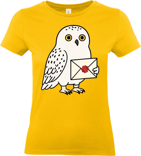  Hedwig Mail - Snowy owl, owl, Hedwig, magical owl, letter, wax seal, acceptance letter, wizarding world, owl lover, fantasy, cute owl, animal art, secret message, owl post, magical creatures, enchantment, mystical, magical gift - Standard T-Shirt (Frauen)