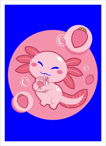Axolotl and strawberry drink