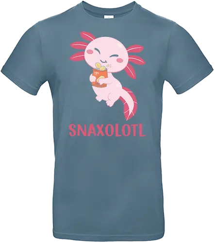 SNAXOLOTL - axolotl, cartoon, cute, snacks, pink, chips, happy, playful, whimsical, animal - Standard T-Shirt