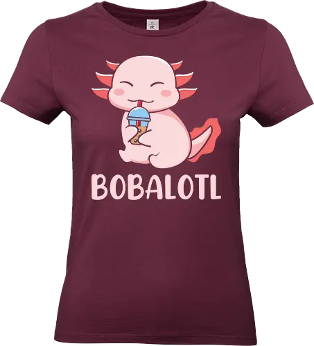 BOBALOTL - axolotl, bubble tea, cute, cartoon, pink, smiling, drink, playful, character - Standard T-Shirt (Frauen)