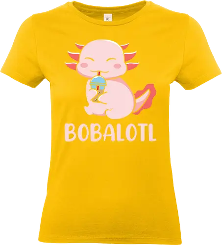 BOBALOTL - axolotl, bubble tea, cute, cartoon, pink, smiling, drink, playful, character - Standard T-Shirt (Frauen)