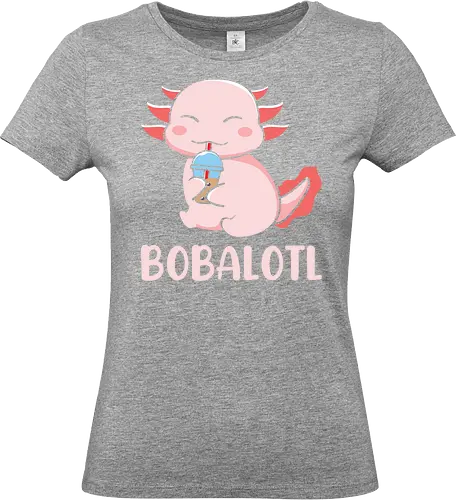 BOBALOTL - axolotl, bubble tea, cute, cartoon, pink, smiling, drink, playful, character - Standard T-Shirt (Frauen)