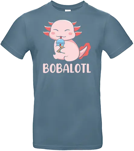 BOBALOTL - axolotl, bubble tea, cute, cartoon, pink, smiling, drink, playful, character - Standard T-Shirt