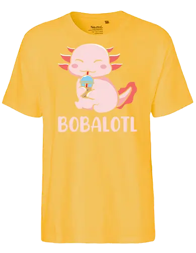 BOBALOTL - axolotl, bubble tea, cute, cartoon, pink, smiling, drink, playful, character - Fairtrade T-Shirt