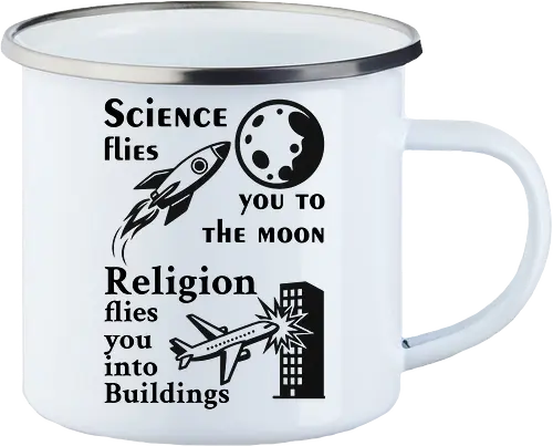 Science flies you to the moon. Religion flies you into buildings (Schwarze-Schrift)