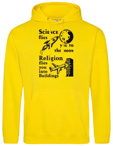 Science flies you to the moon. Religion flies you into buildings (Schwarze-Schrift)