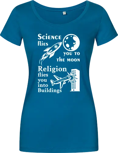 Science flies you to the moon. Religion flies you into buildings (Weisse-Schrift)