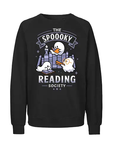 Spooky Reading Society - book lover, bookworm, halloween vibes, spooky season, cute ghosts, gothic, horror, library, reading is magic, fall aesthetic, quirky, Paranormal, cozy, paranormal, boo - Fairtrade Sweatshirt