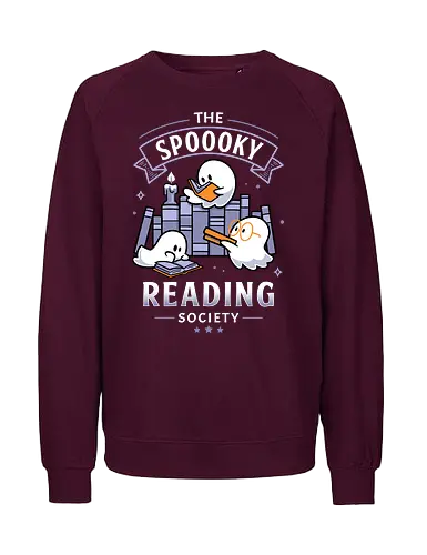 Spooky Reading Society - book lover, bookworm, halloween vibes, spooky season, cute ghosts, gothic, horror, library, reading is magic, fall aesthetic, quirky, Paranormal, cozy, paranormal, boo - Fairtrade Sweatshirt