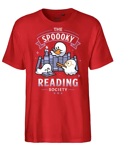 Spooky Reading Society - book lover, bookworm, halloween vibes, spooky season, cute ghosts, gothic, horror, library, reading is magic, fall aesthetic, quirky, Paranormal, cozy, paranormal, boo - Fairtrade T-Shirt