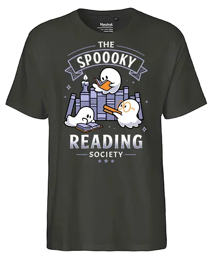 Spooky Reading Society - book lover, bookworm, halloween vibes, spooky season, cute ghosts, gothic, horror, library, reading is magic, fall aesthetic, quirky, Paranormal, cozy, paranormal, boo - Fairtrade T-Shirt