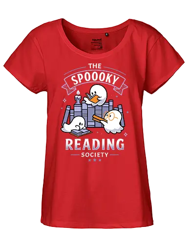 Spooky Reading Society - book lover, bookworm, halloween vibes, spooky season, cute ghosts, gothic, horror, library, reading is magic, fall aesthetic, quirky, Paranormal, cozy, paranormal, boo - Fairtrade Girl Shirt