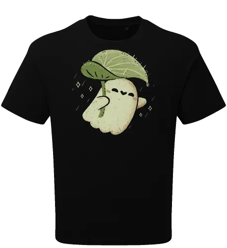 Cute Ghost with Leaf Umbrella