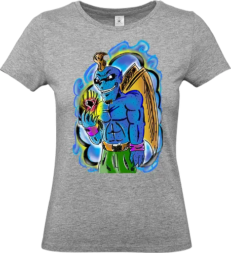 Dunkler Amor - Dunkler Amor, Fantasy, Anime, Gotik, Kreatur, Blauer Dämon, Herz, Gothic-Romantik, Dämonen-Cupid, Liebe, Dunkle Liebe, Edgy, Gothic, Fantasy-Liebe, Anime-Fans, Liebesthema, Dämonisch, Cupido, Herz in der Hand, Romantisch-düster - Standard T-Shirt (Frauen)