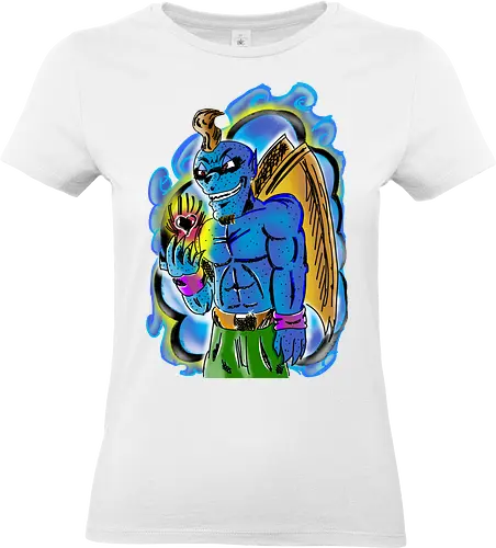 Dunkler Amor - Dunkler Amor, Fantasy, Anime, Gotik, Kreatur, Blauer Dämon, Herz, Gothic-Romantik, Dämonen-Cupid, Liebe, Dunkle Liebe, Edgy, Gothic, Fantasy-Liebe, Anime-Fans, Liebesthema, Dämonisch, Cupido, Herz in der Hand, Romantisch-düster - Standard T-Shirt (Frauen)