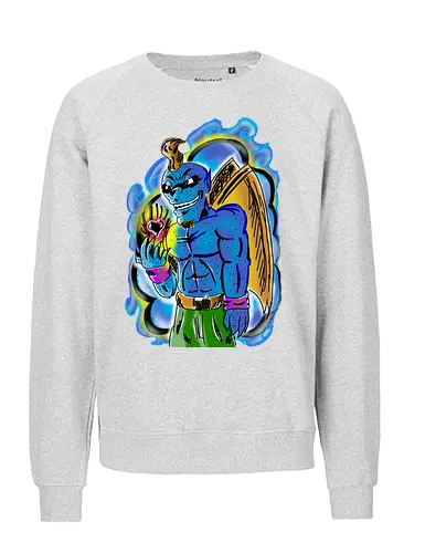 Dunkler Amor - Dunkler Amor, Fantasy, Anime, Gotik, Kreatur, Blauer Dämon, Herz, Gothic-Romantik, Dämonen-Cupid, Liebe, Dunkle Liebe, Edgy, Gothic, Fantasy-Liebe, Anime-Fans, Liebesthema, Dämonisch, Cupido, Herz in der Hand, Romantisch-düster - Fairtrade Sweatshirt