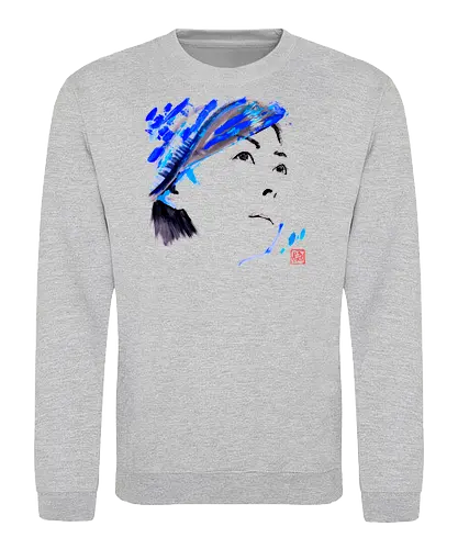 noriko looks up - woman, sumie, japan - Sweatshirt