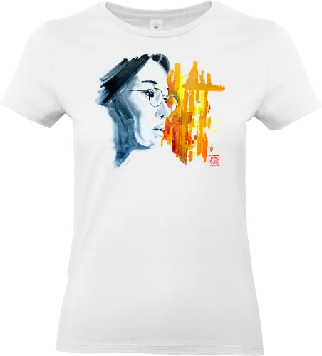 noriko in the city - woman, face, sumie, japan, glasses - Standard T-Shirt (Frauen)