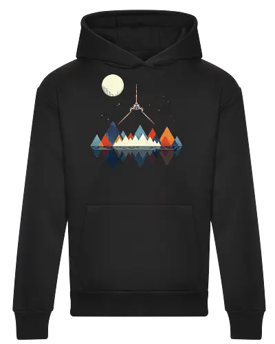 Arrival - space, science fiction, abstract, vintage colours, space ship, moon - Heavyweight Hoodie
