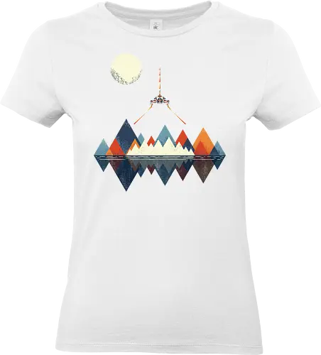 Arrival - space, science fiction, abstract, vintage colours, space ship, moon - Standard T-Shirt (Frauen)