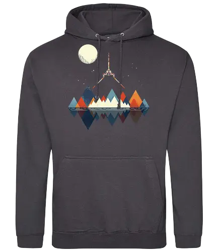 Arrival - space, science fiction, abstract, vintage colours, space ship, moon - Standard Hoodie