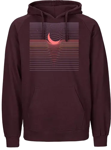 Moonfall - Space, moon, stars, geometric, minimal, minimalism, gravity, black hole, starry night, pastel colors, pastel, sunset, half moon, minimalist - Fairtrade Hoodie