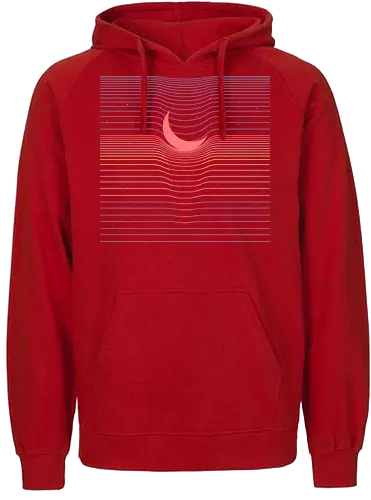Moonfall - Space, moon, stars, geometric, minimal, minimalism, gravity, black hole, starry night, pastel colors, pastel, sunset, half moon, minimalist - Fairtrade Hoodie