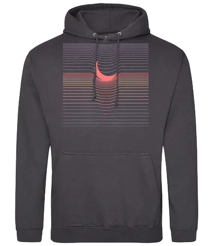 Moonfall - Space, moon, stars, geometric, minimal, minimalism, gravity, black hole, starry night, pastel colors, pastel, sunset, half moon, minimalist - Standard Hoodie