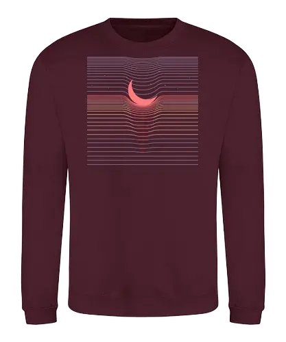Moonfall - Space, moon, stars, geometric, minimal, minimalism, gravity, black hole, starry night, pastel colors, pastel, sunset, half moon, minimalist - Sweatshirt