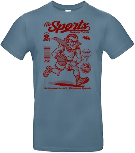 Go Sportys Dracula - Dracula, vampire, basketball, Transylvania, gothic sports, undead athlete, horror humor, retro illustration, mythical creature - Standard T-Shirt
