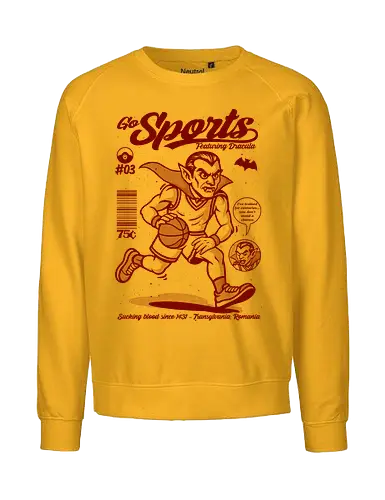 Go Sportys Dracula - Dracula, vampire, basketball, Transylvania, gothic sports, undead athlete, horror humor, retro illustration, mythical creature - Fairtrade Sweatshirt