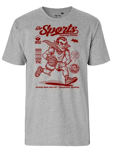 Go Sportys Dracula - Dracula, vampire, basketball, Transylvania, gothic sports, undead athlete, horror humor, retro illustration, mythical creature - Fairtrade T-Shirt