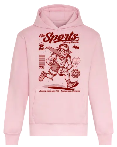 Go Sportys Dracula - Dracula, vampire, basketball, Transylvania, gothic sports, undead athlete, horror humor, retro illustration, mythical creature - Heavyweight Hoodie