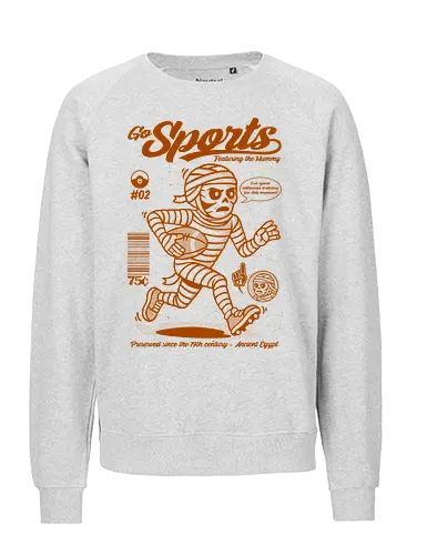 Go Sports Mummy - mummy, egyptian mummy, football, ancient Egypt, undead athlete, humorous art, retro sports, millennia training, mythical creature - Fairtrade Sweatshirt