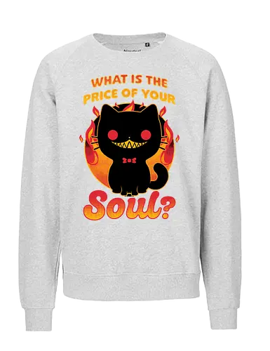 Cat Buys Souls - Cat, Black, Black Cat, Demon, Devil, Creepy, Fluffy, Pet, Sarcasm, Joke, Evil, Fire, Sinister, Soul - Fairtrade Sweatshirt
