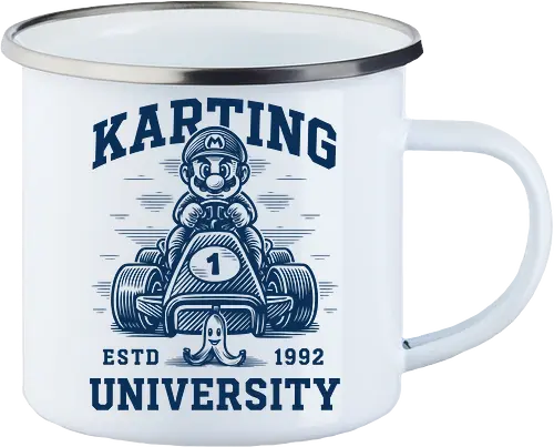 Karting University - mario kart, kart, karting, video games, video game, game, gaming, university, college, academy, drive, driving, fun, funny, banana peel, retro, retrogaming, retro gaming, vintage, vintage look, blue shell, go kart, race, racing, speed - Emailletasse