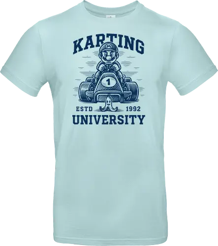 Karting University - mario kart, kart, karting, video games, video game, game, gaming, university, college, academy, drive, driving, fun, funny, banana peel, retro, retrogaming, retro gaming, vintage, vintage look, blue shell, go kart, race, racing, speed - Standard T-Shirt