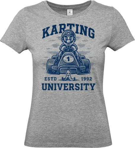 Karting University - mario kart, kart, karting, video games, video game, game, gaming, university, college, academy, drive, driving, fun, funny, banana peel, retro, retrogaming, retro gaming, vintage, vintage look, blue shell, go kart, race, racing, speed - Standard T-Shirt (Frauen)