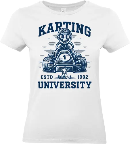 Karting University - mario kart, kart, karting, video games, video game, game, gaming, university, college, academy, drive, driving, fun, funny, banana peel, retro, retrogaming, retro gaming, vintage, vintage look, blue shell, go kart, race, racing, speed - Standard T-Shirt (Frauen)
