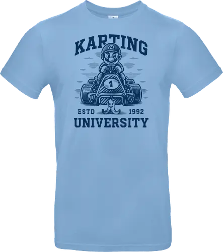 Karting University - mario kart, kart, karting, video games, video game, game, gaming, university, college, academy, drive, driving, fun, funny, banana peel, retro, retrogaming, retro gaming, vintage, vintage look, blue shell, go kart, race, racing, speed - Standard T-Shirt