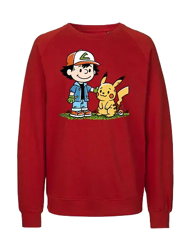 Strong Friendship - pocket monsters, monster, trainer, ash, cute, friends, friendship, nostalgia, retro, vintage, peanuts, mashup, mash up, fun, funny, humor, 90s, 1900s, anime, manga, video games, game, gaming, gamer - Fairtrade Sweatshirt
