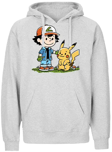 Strong Friendship - pocket monsters, monster, trainer, ash, cute, friends, friendship, nostalgia, retro, vintage, peanuts, mashup, mash up, fun, funny, humor, 90s, 1900s, anime, manga, video games, game, gaming, gamer - Fairtrade Hoodie