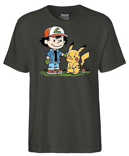 Strong Friendship - pocket monsters, monster, trainer, ash, cute, friends, friendship, nostalgia, retro, vintage, peanuts, mashup, mash up, fun, funny, humor, 90s, 1900s, anime, manga, video games, game, gaming, gamer - Fairtrade T-Shirt