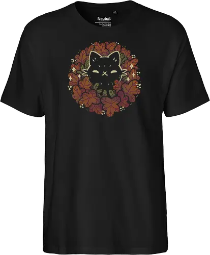 Cute Black Cat in Autumn Leaves Wreath