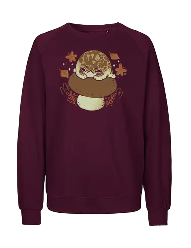Cute Rain Frog in Autumn - angry, xmorfina, cute rain frog, rain frog, autumn, grumpy, leaves, frog, breviceps, autumn vibes, fall, mushroom, kawaii, bad, nature - Fairtrade Sweatshirt