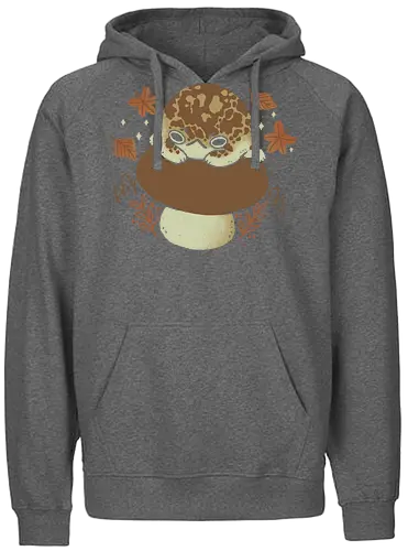 Cute Rain Frog in Autumn - angry, xmorfina, cute rain frog, rain frog, autumn, grumpy, leaves, frog, breviceps, autumn vibes, fall, mushroom, kawaii, bad, nature - Fairtrade Hoodie