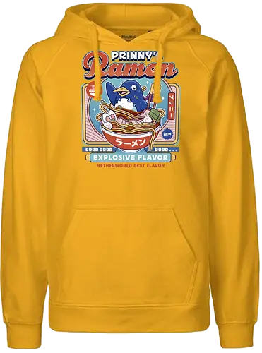Prinny Dood Ramen Vintage - disgaea, prinny, etna, laharl, valvatorez, usalia, king krichevskoy, pirilika, suisen, dood, phantom brave, video game, gaming, gamer, ramen - Fairtrade Hoodie