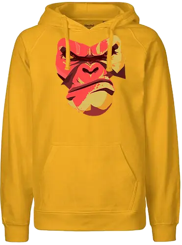 Gorilla Ungezähmt und Wild - urban streetwear, gorilla shirt, power shirt, rohe energie, wildes design, kraftvoller look, statement shirt, rote akzente, street style, wild and free, männer streetwear, frauen streetwear, unisex fashion, rebellischer look, geschenk für rebellen, für selbstbewusste menschen, outfit mit aussage, urban fashion lovers, stylische geschenke, gorilla motiv, tierisches design, rote farbtöne, urban art, edgy shirt, eye catcher shirt, raw power look, künstlerisches t shirt - Fairtrade Hoodie