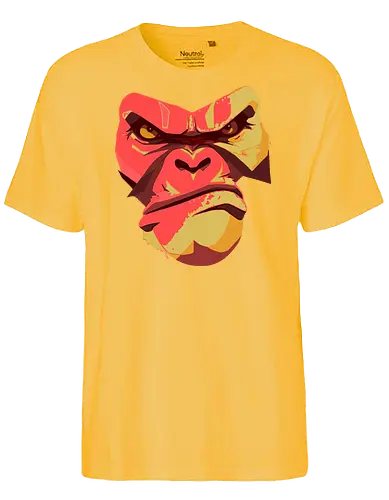 Gorilla Ungezähmt und Wild - urban streetwear, gorilla shirt, power shirt, rohe energie, wildes design, kraftvoller look, statement shirt, rote akzente, street style, wild and free, männer streetwear, frauen streetwear, unisex fashion, rebellischer look, geschenk für rebellen, für selbstbewusste menschen, outfit mit aussage, urban fashion lovers, stylische geschenke, gorilla motiv, tierisches design, rote farbtöne, urban art, edgy shirt, eye catcher shirt, raw power look, künstlerisches t shirt - Fairtrade T-Shirt