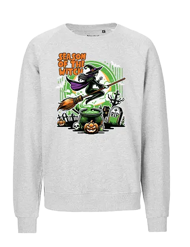 Season of the witch - witch, halloween, broomstick, cauldron, graveyard, pumpkin, skull, tombstone, spooky, moon - Fairtrade Sweatshirt